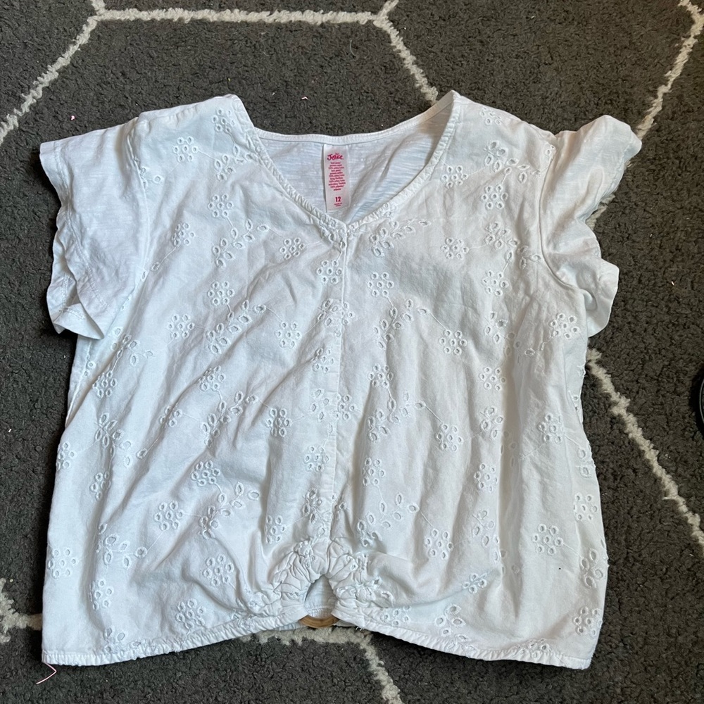 justice kids crop top size 12(medium) white